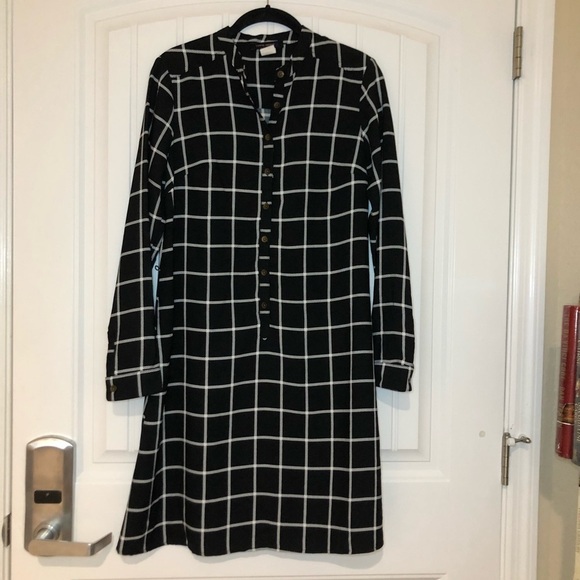 Level Eight Black & White Checker Print Long Sleeve Mini Dress Size Small - Picture 1 of 9